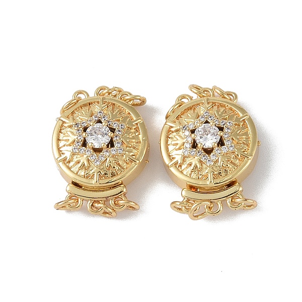 PandaHall Rack Plating Brass Micro Pave Clear Cubic Zirconia Box Clasps, 3-Strand, 6-Hole, Flat Round with Snowflake Pattern, Real 18K Gold...
PandaHall Rack Plating Brass Micro Pave Clear Cubic Zirconia Box Clasps, 3-Strand, 6-Hole, Flat Round with Snowflake Pattern, Real 18K Gold...