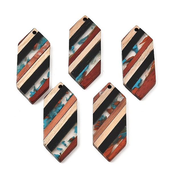PandaHall Transparent Resin & Walnut Wood Pendants, Hexagon Charms, Colorful, 43.5x17x3.5mm, Hole: 2mm Resin+Wood Hexagon
PandaHall Transparent Resin & Walnut Wood Pendants, Hexagon Charms, Colorful, 43.5x17x3.5mm, Hole: 2mm Resin+Wood Hexagon