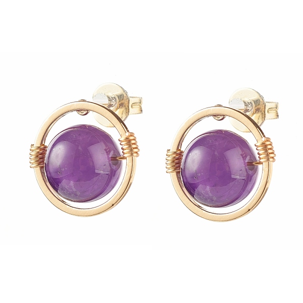 PandaHall Natural Amethyst Round Beads Stud Earrings for Girl Women, Wire Wrap Brass Earring, Golden, 12.5x12mm, Pin: 0.7mm Amethyst Half...
PandaHall Natural Amethyst Round Beads Stud Earrings for Girl Women, Wire Wrap Brass Earring, Golden, 12.5x12mm, Pin: 0.7mm Amethyst Half...