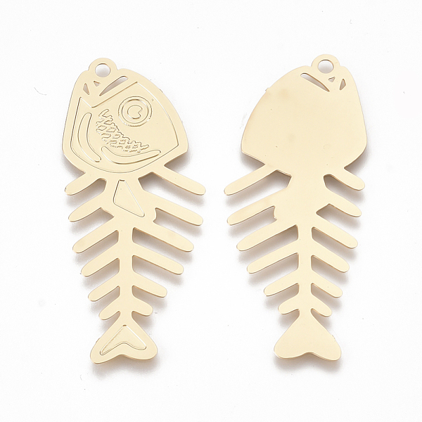 PandaHall Brass Pendants, Etched Metal Embellishments, Fish Bone, Light Gold, 46.5x19x0.3mm, Hole: 2mm Brass Fish
PandaHall Brass Pendants, Etched Metal Embellishments, Fish Bone, Light Gold, 46.5x19x0.3mm, Hole: 2mm Brass Fish