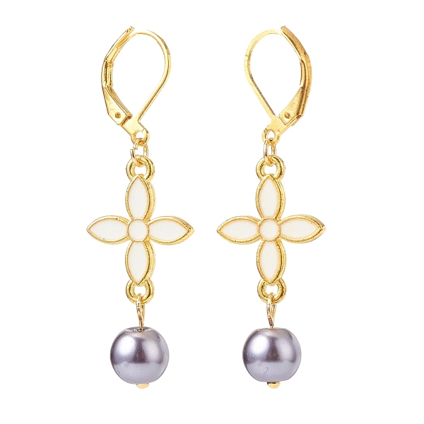 PandaHall Alloy Enamel Clover with Glass Pearl Long Dangle Leverback Earrings, Gold Plated Brass Jewelry for Women, White, 49mm, Pin: 0.8mm...
PandaHall Alloy Enamel Clover with Glass Pearl Long Dangle Leverback Earrings, Gold Plated Brass Jewelry for Women, White, 49mm, Pin: 0.8mm...