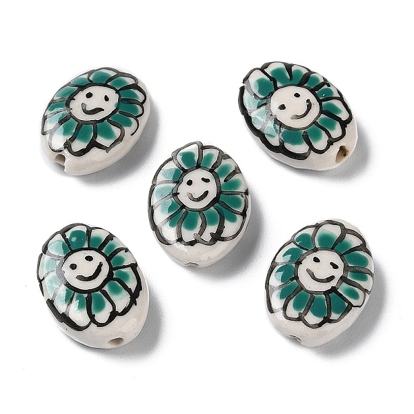 PandaHall Handmade Porcelain Beads, Famille Rose Porcelain, Oval with Flower, Teal, 19x14~16x5~6mm, Hole: 1.2mm Porcelain Oval Cyan
PandaHall Handmade Porcelain Beads, Famille Rose Porcelain, Oval with Flower, Teal, 19x14~16x5~6mm, Hole: 1.2mm Porcelain Oval Cyan