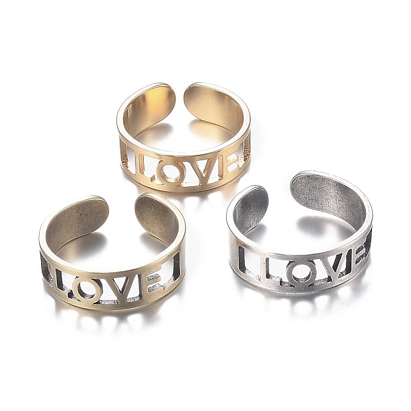PandaHall Brass Cuff Rings, Open Rings, for Valentine's Day, Long-Lasting Plated, Hollow Word Love, Mixed Color, US Size 6(16.5mm) Brass
PandaHall Brass Cuff Rings, Open Rings, for Valentine's Day, Long-Lasting Plated, Hollow Word Love, Mixed Color, US Size 6(16.5mm) Brass