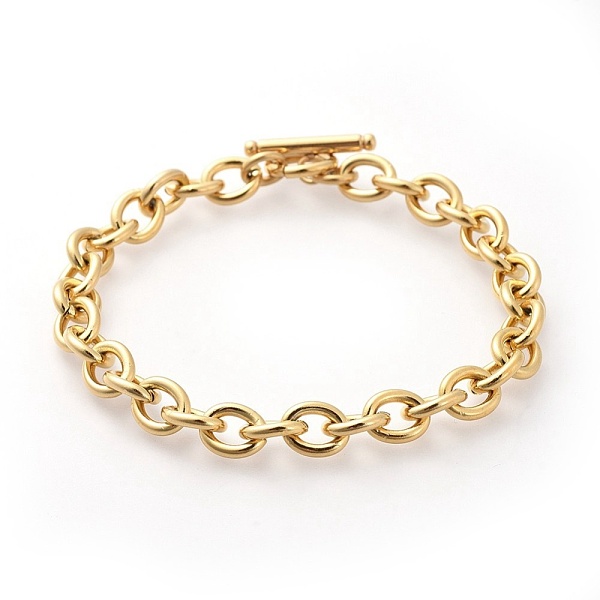 PandaHall Vacuum Plating 304 Stainless Steel Cable Chain Bracelets, with Toggle Clasps, Golden, 8-5/8 inch(22cm), 8mm 304 Stainless Steel
PandaHall Vacuum Plating 304 Stainless Steel Cable Chain Bracelets, with Toggle Clasps, Golden, 8-5/8 inch(22cm), 8mm 304 Stainless Steel