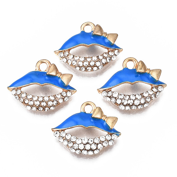 PandaHall Rack Plating Alloy Enamel Pendants, with Crystal Rhinestone, Cadmium Free & Nickel Free & Lead Free, Lip, Dodger Blue..., Clear
PandaHall Rack Plating Alloy Enamel Pendants, with Crystal Rhinestone, Cadmium Free & Nickel Free & Lead Free, Lip, Dodger Blue..., Clear