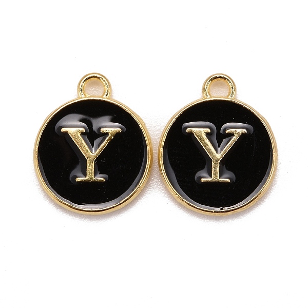 PandaHall Golden Plated Alloy Charms, Cadmium Free & Lead Free, with Enamel, Enamelled Sequins, Flat Round with Letter, Black, Letter.Y...
PandaHall Golden Plated Alloy Charms, Cadmium Free & Lead Free, with Enamel, Enamelled Sequins, Flat Round with Letter, Black, Letter.Y...