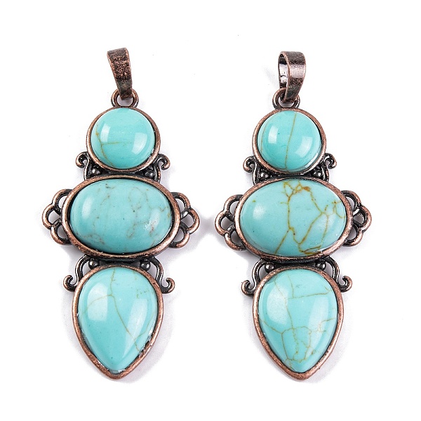PandaHall Synthetic Turquoise Pendants, Rack Plating Brass Flower Charms, Cadmium Free & Lead Free, Red Copper, 47x24x6.5mm, Hole: 7.5x5mm...
PandaHall Synthetic Turquoise Pendants, Rack Plating Brass Flower Charms, Cadmium Free & Lead Free, Red Copper, 47x24x6.5mm, Hole: 7.5x5mm...