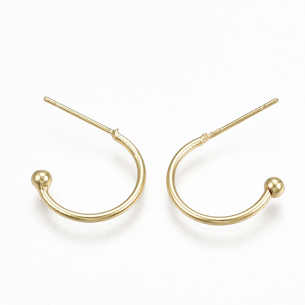 PandaHall Brass Stud Earrings, Half Hoop Earrings, Real 18K Gold Plated, 15x20x3mm, Pin: 0.7mm Brass Letter
PandaHall Brass Stud Earrings, Half Hoop Earrings, Real 18K Gold Plated, 15x20x3mm, Pin: 0.7mm Brass Letter