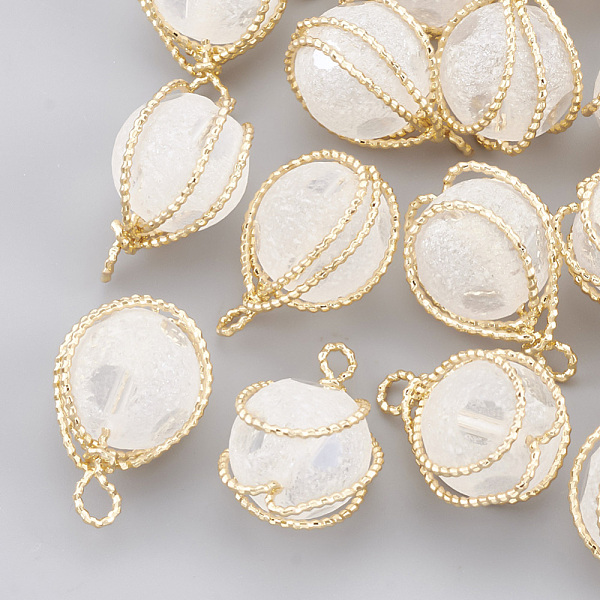 PandaHall Brass Glass Pendants, Frosted, Round, Real 18K Gold Plated, Clear, 17~18x12x10mm, Hole: 1~2mm Brass+Glass Round Clear
PandaHall Brass Glass Pendants, Frosted, Round, Real 18K Gold Plated, Clear, 17~18x12x10mm, Hole: 1~2mm Brass+Glass Round Clear