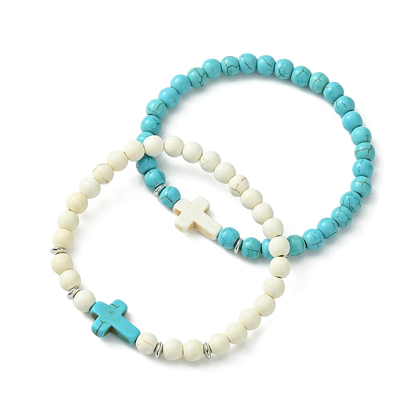 PandaHall 2Pcs 2 Color Synthetic Turquoise Cross Beaded Stretch Bracelets Set, Stackable Bracelets, Mixed Color, Inner Diameter: 2-1/8 inch..., Multicolor
PandaHall 2Pcs 2 Color Synthetic Turquoise Cross Beaded Stretch Bracelets Set, Stackable Bracelets, Mixed Color, Inner Diameter: 2-1/8 inch..., Multicolor