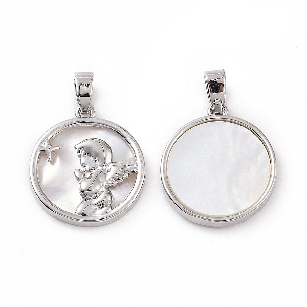 PandaHall Brass Shell Pendants, Flat Round with Angel Charms, Platinum, 18x16x2mm, Hole: 3x5mm Shell Flat Round White
PandaHall Brass Shell Pendants, Flat Round with Angel Charms, Platinum, 18x16x2mm, Hole: 3x5mm Shell Flat Round White