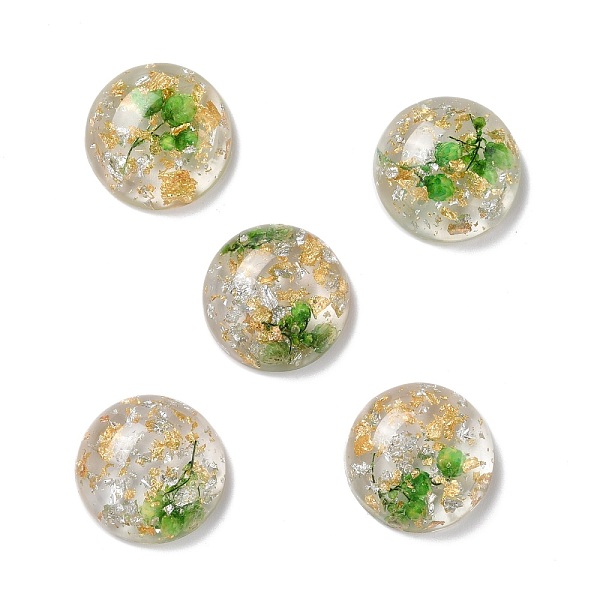 PandaHall Transparent Resin Cabochons, with Flower, Gold & Silver Foil, Half Round, Lime Green, 17.5x7.5mm Resin Half Round
PandaHall Transparent Resin Cabochons, with Flower, Gold & Silver Foil, Half Round, Lime Green, 17.5x7.5mm Resin Half Round