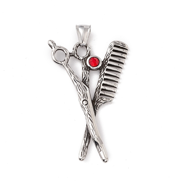 PandaHall 304 Stainless Steel Rhinestone Pendant, Comb and Scissors Shape, Antique Silver, 54x34x5mm, Hole: 8x4mm Stainless Steel+Rhinestone..., Red
PandaHall 304 Stainless Steel Rhinestone Pendant, Comb and Scissors Shape, Antique Silver, 54x34x5mm, Hole: 8x4mm Stainless Steel+Rhinestone..., Red
