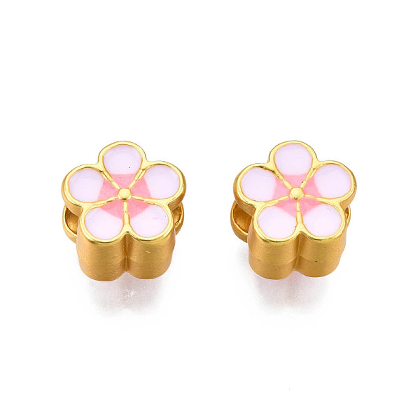 PandaHall Rack Plating Eco-Friendly Alloy Enamel European Beads, Large Hole Beads, Cadmium Free & Lead Free, Matte Gold Color, Flower, Pink...
PandaHall Rack Plating Eco-Friendly Alloy Enamel European Beads, Large Hole Beads, Cadmium Free & Lead Free, Matte Gold Color, Flower, Pink...