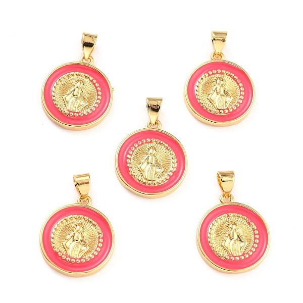 PandaHall Brass Enamel Pendants, Cadmium Free & Lead Free, Long-Lasting Plated, Flat Round with Virgin Mary, Real 18K Gold Plated, Deep Pink...
PandaHall Brass Enamel Pendants, Cadmium Free & Lead Free, Long-Lasting Plated, Flat Round with Virgin Mary, Real 18K Gold Plated, Deep Pink...