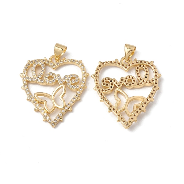 PandaHall Rack Plating Brass Pendants, with Cubic Zirconia, Heart with Butterfly & Word LOVE Charm, Cadmium Free & Lead Free, Long-Lasting..., Clear
PandaHall Rack Plating Brass Pendants, with Cubic Zirconia, Heart with Butterfly & Word LOVE Charm, Cadmium Free & Lead Free, Long-Lasting..., Clear