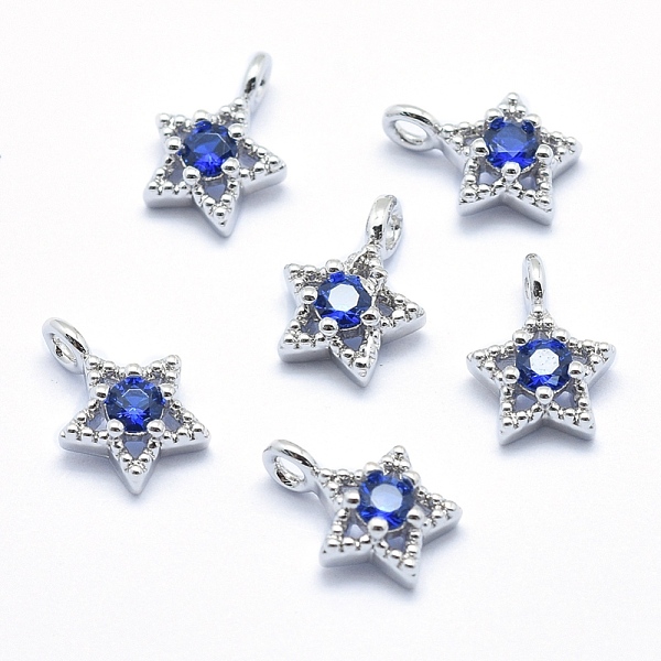 PandaHall Brass Charms, with Cubic Zirconia, Lead Free & Cadmium Free & Nickel Free, Star, Blue, Real Platinum Plated, 11x7.5x4mm, Hole: 2mm...
PandaHall Brass Charms, with Cubic Zirconia, Lead Free & Cadmium Free & Nickel Free, Star, Blue, Real Platinum Plated, 11x7.5x4mm, Hole: 2mm...