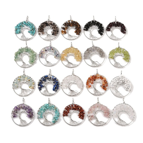 PandaHall Gemstone Big Pendants, with Platinum Brass Findings, Long-Lasting Plated, Lead Free & Cadmium Free, Flat Round with Tree...
PandaHall Gemstone Big Pendants, with Platinum Brass Findings, Long-Lasting Plated, Lead Free & Cadmium Free, Flat Round with Tree...