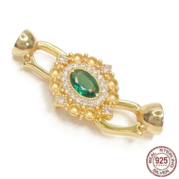 PandaHall 925 Sterling Silver Micro Pave Teal Cubic Zirconia Fold Over Clasps, Oval, Real 18K Gold Plated, 32mm, Hole: 4mm Sterling Silver..., Cyan
PandaHall 925 Sterling Silver Micro Pave Teal Cubic Zirconia Fold Over Clasps, Oval, Real 18K Gold Plated, 32mm, Hole: 4mm Sterling Silver..., Cyan