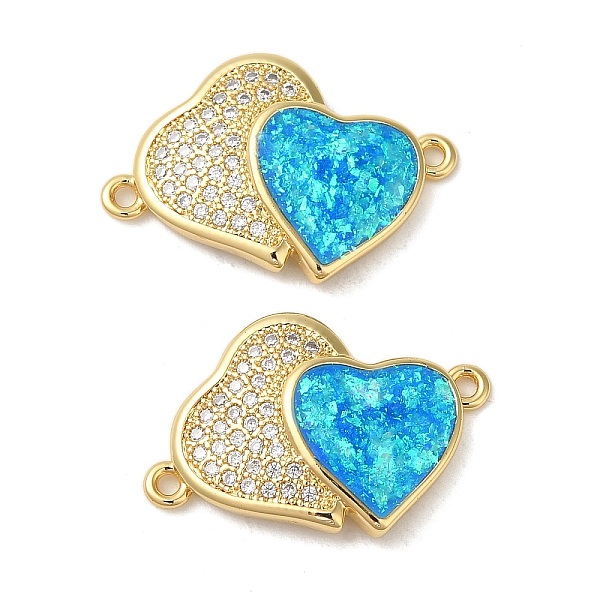 PandaHall Rack Plating Brass Micro Pave Clear Cubic Zirconia Connector Charms, Double Heart Links with Synthetic Opal, Real 18K Gold Plated...
PandaHall Rack Plating Brass Micro Pave Clear Cubic Zirconia Connector Charms, Double Heart Links with Synthetic Opal, Real 18K Gold Plated...