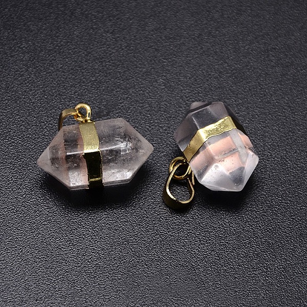 PandaHall Natural Quartz Crystal Double Terminated Pointed Pendants, Rock Crystal, with Golden Tone Brass Findings, 15~17x22x13mm, Hole...
PandaHall Natural Quartz Crystal Double Terminated Pointed Pendants, Rock Crystal, with Golden Tone Brass Findings, 15~17x22x13mm, Hole...