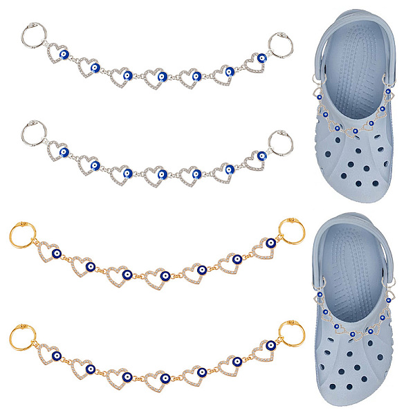 PandaHall 1 Set Alloy Enamel Crystal Rhinestone Heart with Evil Eye Link Shoe Decoration Chain, with Iron Loose Leaf Hinged Rings, Platinum...
PandaHall 1 Set Alloy Enamel Crystal Rhinestone Heart with Evil Eye Link Shoe Decoration Chain, with Iron Loose Leaf Hinged Rings, Platinum...