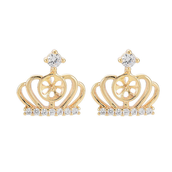 PandaHall Brass Micro Pave Clear Cubic Zirconia Stud Earring Findings, for Half Drilled Beads, Nickel Free, Crown, Real 18K Gold Plated...
PandaHall Brass Micro Pave Clear Cubic Zirconia Stud Earring Findings, for Half Drilled Beads, Nickel Free, Crown, Real 18K Gold Plated...
