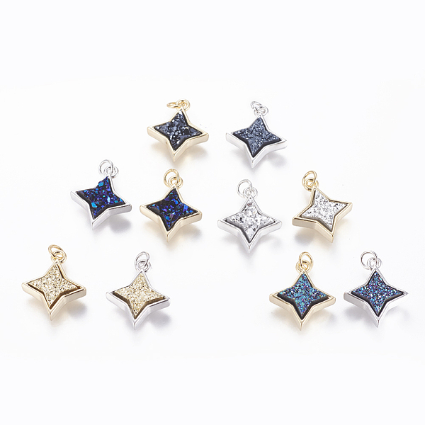 PandaHall Druzy Resin Pendants, with Brass Finding, Star, Mixed Color, 20x16.5x4~6mm, Hole: 3mm Brass+Resin Star Multicolor
PandaHall Druzy Resin Pendants, with Brass Finding, Star, Mixed Color, 20x16.5x4~6mm, Hole: 3mm Brass+Resin Star Multicolor