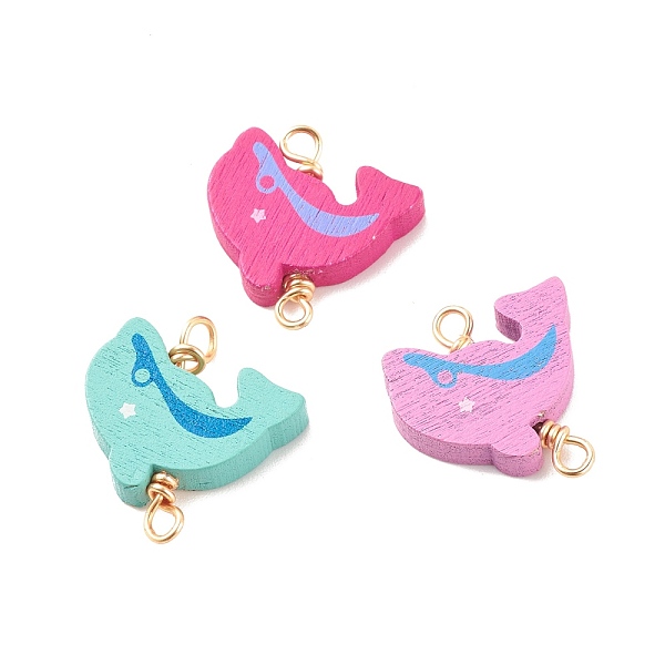 PandaHall Spray Painted Wood Connector Charms, with Golden Tone Copper Wire Loops, Dolphin, Mixed Color, 25~28x24.5x5.5mm, Hole: 2.5~4mm..., Multicolor
PandaHall Spray Painted Wood Connector Charms, with Golden Tone Copper Wire Loops, Dolphin, Mixed Color, 25~28x24.5x5.5mm, Hole: 2.5~4mm..., Multicolor