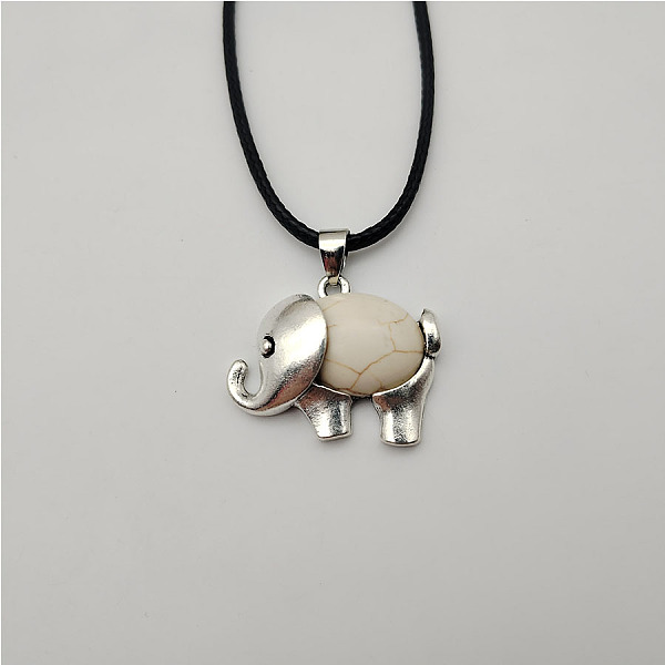 PandaHall Synthetic Turquoise Elephant Pendant Necklace, White Synthetic Turquoise Elephant White
PandaHall Synthetic Turquoise Elephant Pendant Necklace, White Synthetic Turquoise Elephant White