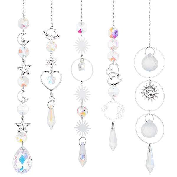 PandaHall AHADERMAKER 5Pcs 5 Style Clear AB Glass Pendant Decorations, Hanging Sun Catchers, Rainbow Maker, for Home Decoration, Platinum...
PandaHall AHADERMAKER 5Pcs 5 Style Clear AB Glass Pendant Decorations, Hanging Sun Catchers, Rainbow Maker, for Home Decoration, Platinum...