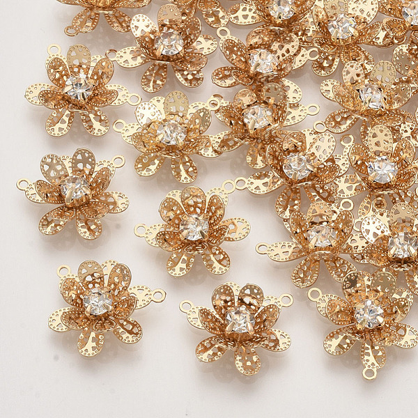 PandaHall Brass Filigree Pendants, with Crystal Rhinestone, 3D Flower, Light Gold, 15x16x5.5mm, Hole: 1mm Brass+Rhinestone Flower
PandaHall Brass Filigree Pendants, with Crystal Rhinestone, 3D Flower, Light Gold, 15x16x5.5mm, Hole: 1mm Brass+Rhinestone Flower