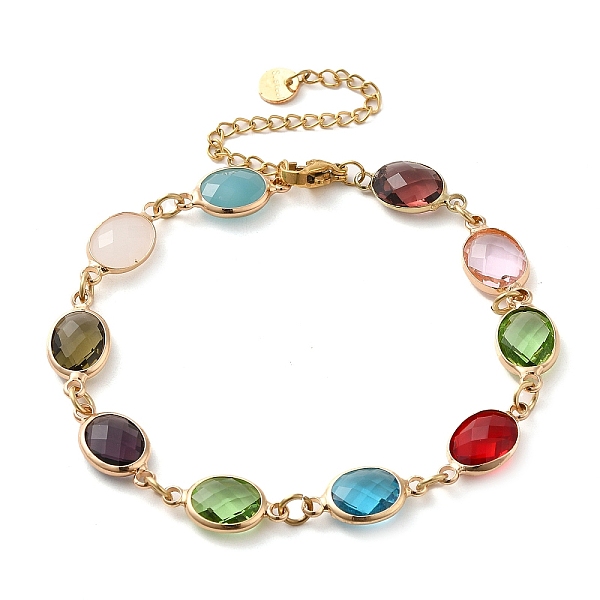 PandaHall Colorful Glass Link Chain Bracelets, with Golden Brass Chains, Oval, 10 inch(25.5cm), 59mm extender Glass Oval
PandaHall Colorful Glass Link Chain Bracelets, with Golden Brass Chains, Oval, 10 inch(25.5cm), 59mm extender Glass Oval