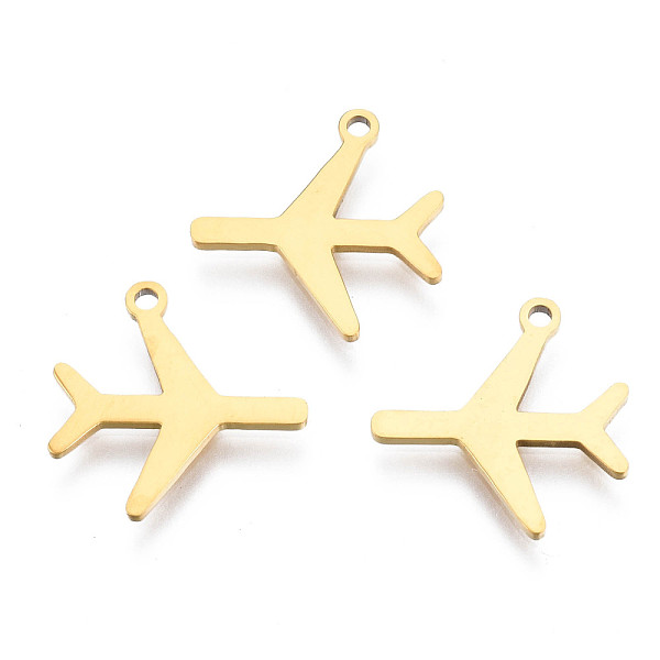 PandaHall Ion Plating(IP) 201 Stainless Steel Pendants, Laser Cut, Passenger Plane, Golden, 15.5x15.5x1mm, Hole: 1.4mm 201 Stainless Steel...
PandaHall Ion Plating(IP) 201 Stainless Steel Pendants, Laser Cut, Passenger Plane, Golden, 15.5x15.5x1mm, Hole: 1.4mm 201 Stainless Steel...