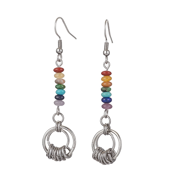 PandaHall Chakra Synthetic & Natural Gemstone Dangle Earrings, Ring 304 Stainless Steel Earring for Women, 60x14.5mm Mixed Stone Ring
PandaHall Chakra Synthetic & Natural Gemstone Dangle Earrings, Ring 304 Stainless Steel Earring for Women, 60x14.5mm Mixed Stone Ring
