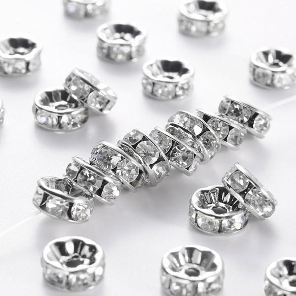 PandaHall Middle East Rhinestone Spacer Beads, Clear, Brass, Platinum Metal Color, Nickel Free, Size: about 8mm in diameter, 3.8mm thick...
PandaHall Middle East Rhinestone Spacer Beads, Clear, Brass, Platinum Metal Color, Nickel Free, Size: about 8mm in diameter, 3.8mm thick...