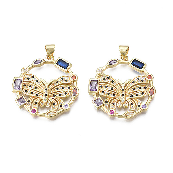 PandaHall Brass Micro Pave Cubic Zirconia Pendants, with Brass Snap on Bails, Nickel Free, Real 18K Gold Plated, Ring with Butterfly...
PandaHall Brass Micro Pave Cubic Zirconia Pendants, with Brass Snap on Bails, Nickel Free, Real 18K Gold Plated, Ring with Butterfly...