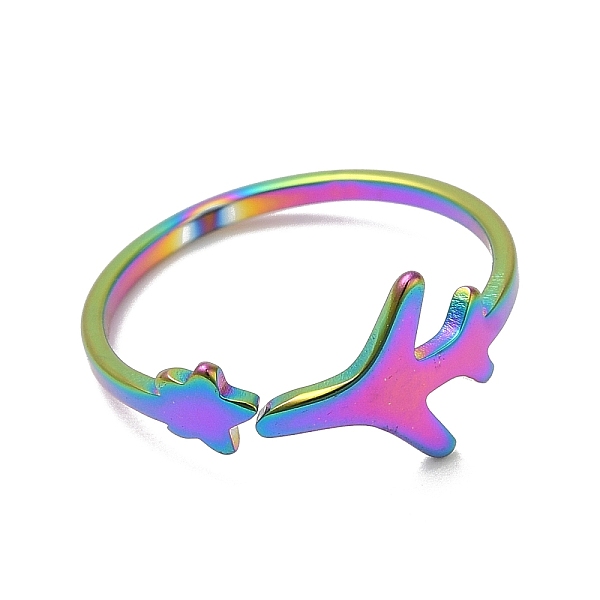 PandaHall Ion Plating(IP) 304 Stainless Steel Star & Airplane Open Cuff Ring for Women, Rainbow Color, US Size 6(16.5mm) 304 Stainless Steel
PandaHall Ion Plating(IP) 304 Stainless Steel Star & Airplane Open Cuff Ring for Women, Rainbow Color, US Size 6(16.5mm) 304 Stainless Steel