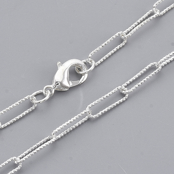 PandaHall Brass Textured Paperclip Chain Necklace Making, with Lobster Claw Clasps, Silver, 23.81 inch(60.5cm), Link: 11.5x3.5x0.8mm Brass
PandaHall Brass Textured Paperclip Chain Necklace Making, with Lobster Claw Clasps, Silver, 23.81 inch(60.5cm), Link: 11.5x3.5x0.8mm Brass