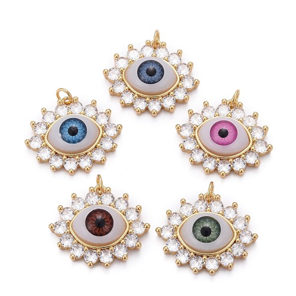 PandaHall Brass Micro Pave Clear Cubic Zirconia Pendants, with Acrylic and Jump Ring, Long-Lasting Plated, Eye, Real 18K Gold Plated, Mixed..., Multicolor
PandaHall Brass Micro Pave Clear Cubic Zirconia Pendants, with Acrylic and Jump Ring, Long-Lasting Plated, Eye, Real 18K Gold Plated, Mixed..., Multicolor