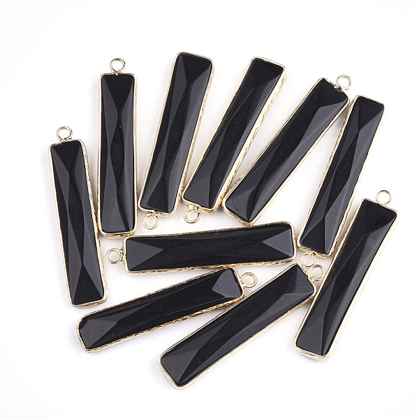 PandaHall Glass Pendants, with Brass Findings, Faceted, Rectangle, Golden, Black, 46.5x10x5mm, Hole: 2mm Brass+Glass Rectangle Black
PandaHall Glass Pendants, with Brass Findings, Faceted, Rectangle, Golden, Black, 46.5x10x5mm, Hole: 2mm Brass+Glass Rectangle Black