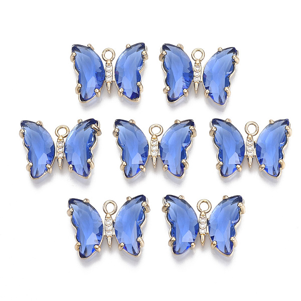 PandaHall Glass Pendants, with Micro Pave Cubic Zirconia and Brass Open Back Settings, Faceted, Butterfly, Light Gold, Royal Blue...
PandaHall Glass Pendants, with Micro Pave Cubic Zirconia and Brass Open Back Settings, Faceted, Butterfly, Light Gold, Royal Blue...