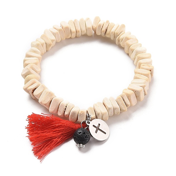 PandaHall Stretch Charm Bracelets, with Coconut Beads, Natural Lava Rock Beads, 304 Stainless Steel Charms and Cotton Thread Tassels, Flat..., Red
PandaHall Stretch Charm Bracelets, with Coconut Beads, Natural Lava Rock Beads, 304 Stainless Steel Charms and Cotton Thread Tassels, Flat..., Red