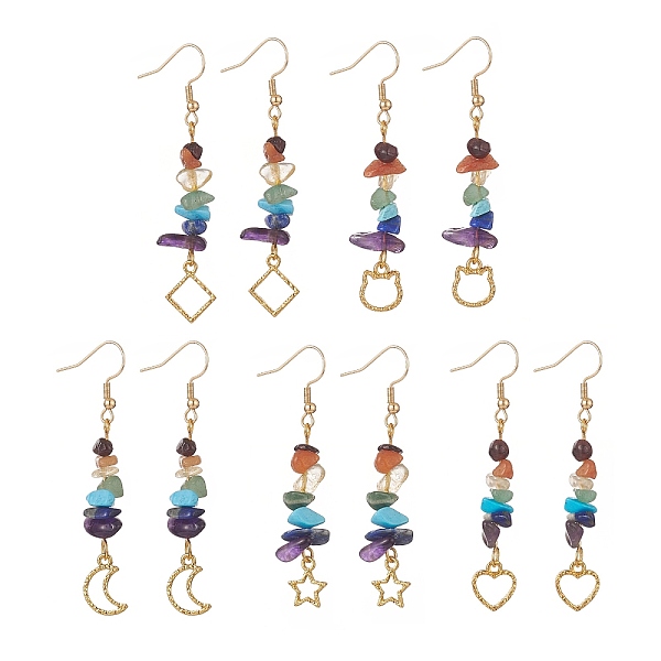 PandaHall Gemstone Chip Beaded Dangle Earring with 304 Stainless Steel Earring Hook, Mixed Alloy Pendant Earring for Women, Cat...
PandaHall Gemstone Chip Beaded Dangle Earring with 304 Stainless Steel Earring Hook, Mixed Alloy Pendant Earring for Women, Cat...