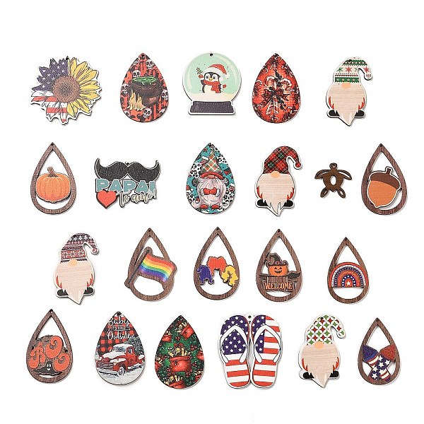 PandaHall Printed Wood Pendants, Gnome & Teardrop & Flip Flops, Mixed Shapes, Mixed Color, 26~55x28~54x2~2.5mm, Hole: 2~2.5mm Wood Mixed..., Multicolor
PandaHall Printed Wood Pendants, Gnome & Teardrop & Flip Flops, Mixed Shapes, Mixed Color, 26~55x28~54x2~2.5mm, Hole: 2~2.5mm Wood Mixed..., Multicolor
