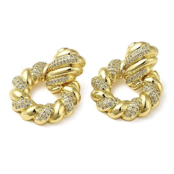 PandaHall Twist Ring Clear Cubic Zirconia Stud Dangle Earrings, Brass Earrings for Women, Real 16K Gold Plated, 31x24mm Brass Ring Clear
PandaHall Twist Ring Clear Cubic Zirconia Stud Dangle Earrings, Brass Earrings for Women, Real 16K Gold Plated, 31x24mm Brass Ring Clear