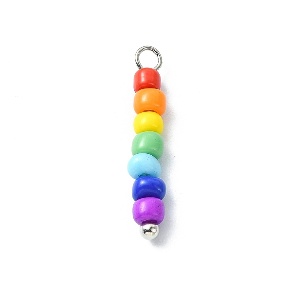 PandaHall 7 Color Chakra Coloful Glass Seed Beaded Pendants, with Brass Loops, Platinum, 20~21x3mm, Hole: 1.8mm Glass Round
PandaHall 7 Color Chakra Coloful Glass Seed Beaded Pendants, with Brass Loops, Platinum, 20~21x3mm, Hole: 1.8mm Glass Round