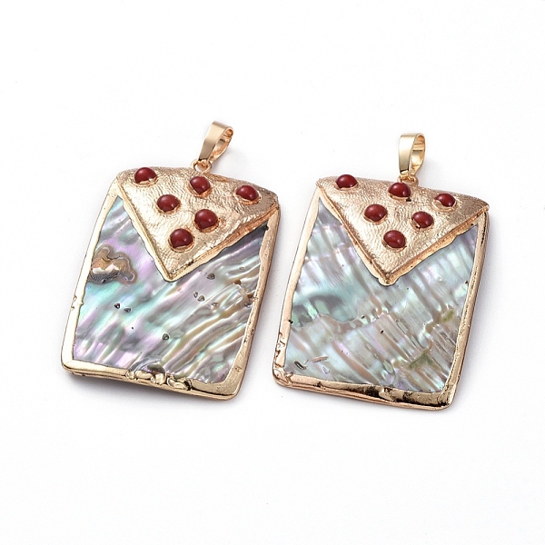PandaHall Electroplated Paua Shell Pendants, with Brass Findings and Pearl Beads, Rectangle, Red, 44x30x6mm, Hole: 6.8x5mm Paua Shell...
PandaHall Electroplated Paua Shell Pendants, with Brass Findings and Pearl Beads, Rectangle, Red, 44x30x6mm, Hole: 6.8x5mm Paua Shell...