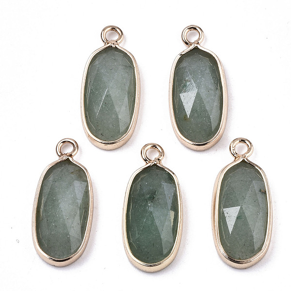 PandaHall Natural Green Aventurine Pendants, with Light Gold Plated Brass Edge and Loop, Oval, Faceted, 18x8x4mm, Hole: 1.6mm Green...
PandaHall Natural Green Aventurine Pendants, with Light Gold Plated Brass Edge and Loop, Oval, Faceted, 18x8x4mm, Hole: 1.6mm Green...