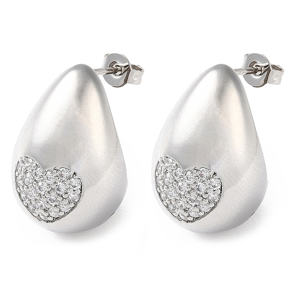 PandaHall Teardrop with Heart Brass Micro Pave Clear Cubic Zirconia Stud Earrings, Long-Lasting Plated, Lead Free & Cadmium Free, Platinum...
PandaHall Teardrop with Heart Brass Micro Pave Clear Cubic Zirconia Stud Earrings, Long-Lasting Plated, Lead Free & Cadmium Free, Platinum...